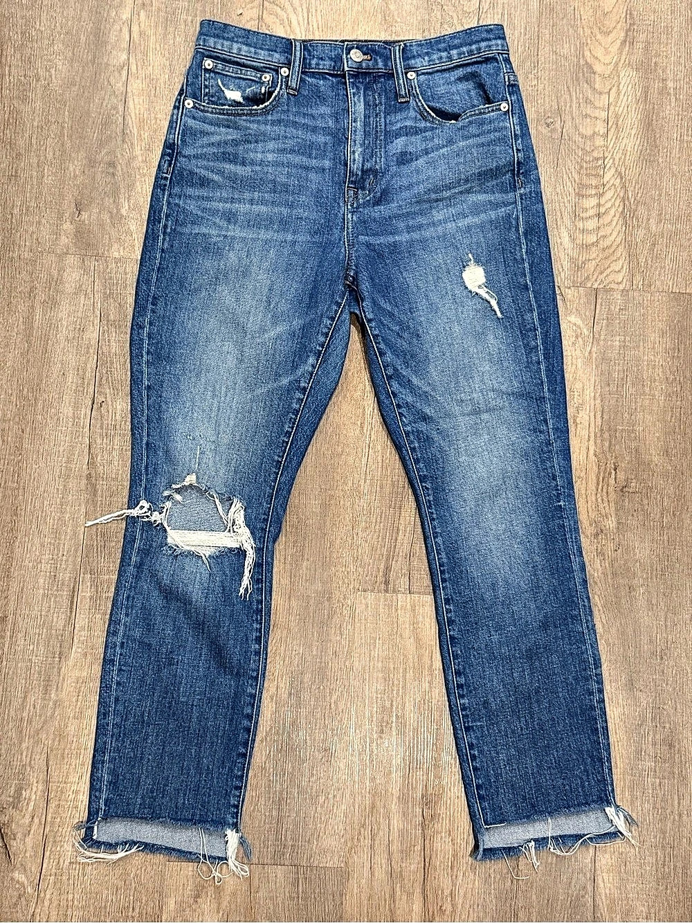Madewell The High-Rise Slim Boyjean Straight Leg Jeans Blue Waist 26